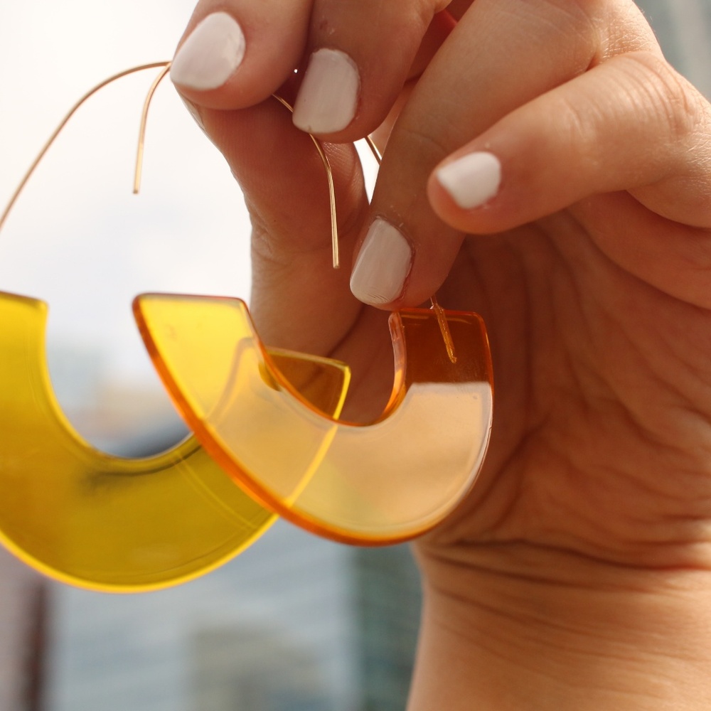 New Ryan Crescent Hoops wire EARRINGS - Picture 4 of 7